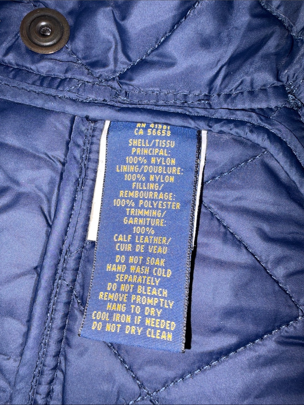 Polo by Ralph Lauren Navy Quilted Jacket with Brown Suede Accents - Picture 12 of 12